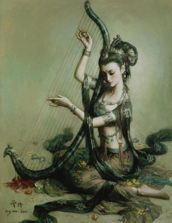 油画作品飞天br敦煌飞天从起源和职能上说它不是一位神它是乾闼婆与紧