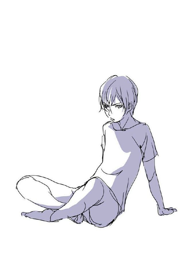 绘画学习人物盘腿设计绘制教程人物盘腿坐时的重心和pose需要多加观察