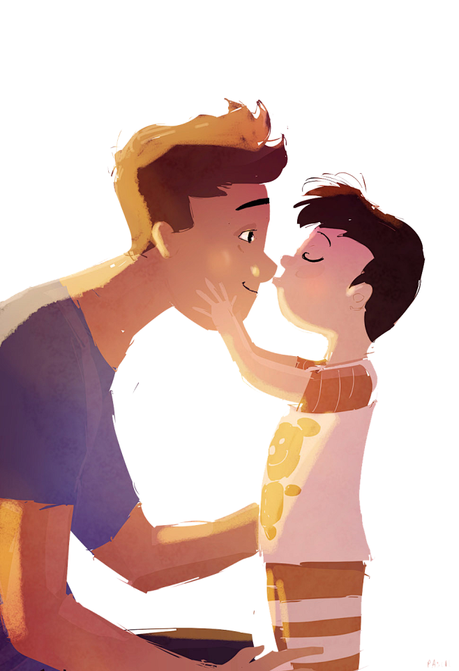 父子父亲与儿子男孩子插画卡通手绘png素材免抠png素材设计素材png