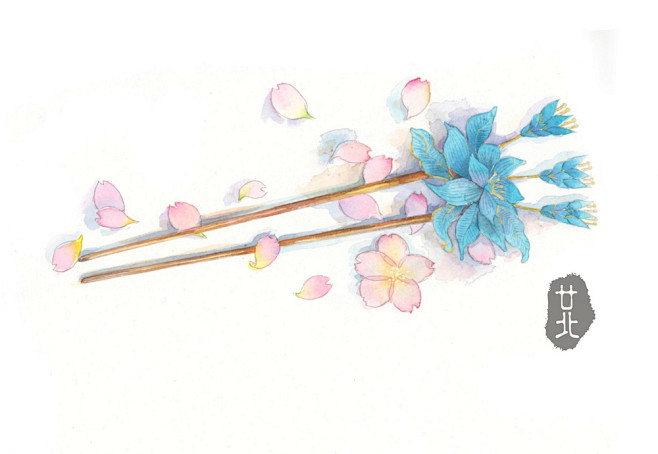 手绘古物簪子手绘古风