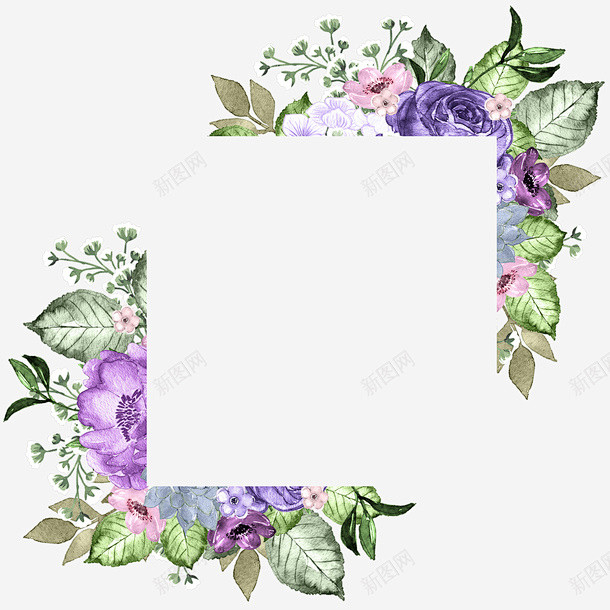 手绘花卉花草边框相框免抠png设计图片免费下载页面网页平面电商创意