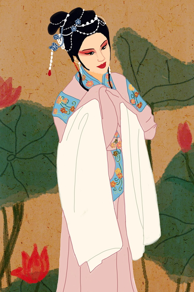 18:17:00戏曲人物插画【手绘】--戏子人物插画素材雨落の花香同采自lj
