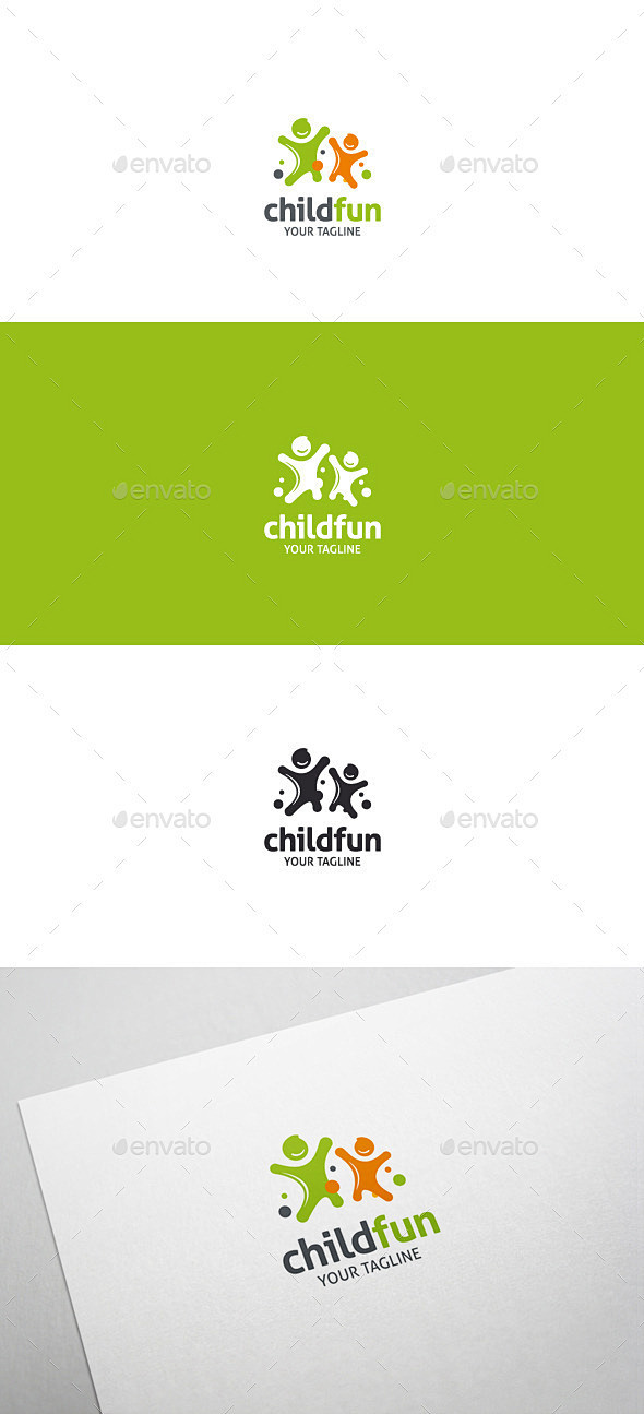 孩子有趣的标志——人类标志模板child fun logo - humans logo
