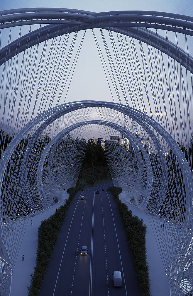 五环廊桥，penda的北京冬奥会景观桥设...