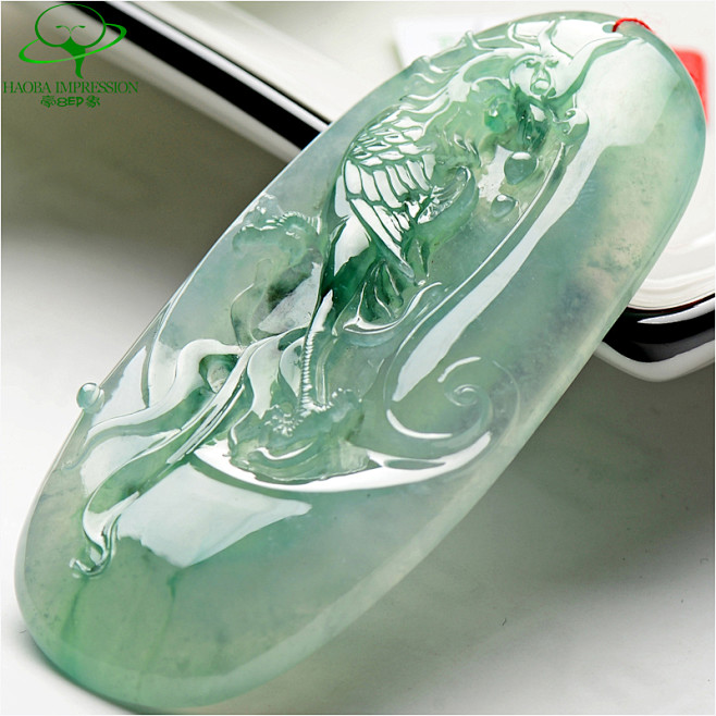 豪8印象 M1991 翡翠凤凰挂件 天然冰润凤凰 A