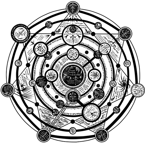 七角星配合圆形构成的阵法背景图