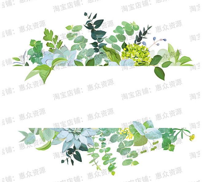 手绘水彩植物叶子北欧家居装饰插画芯窗帘门帘抱枕图案背景素材图