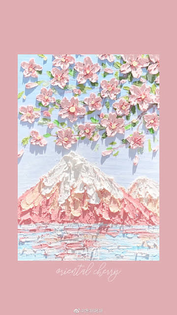 嘿呀喝呀油画棒手绘樱花