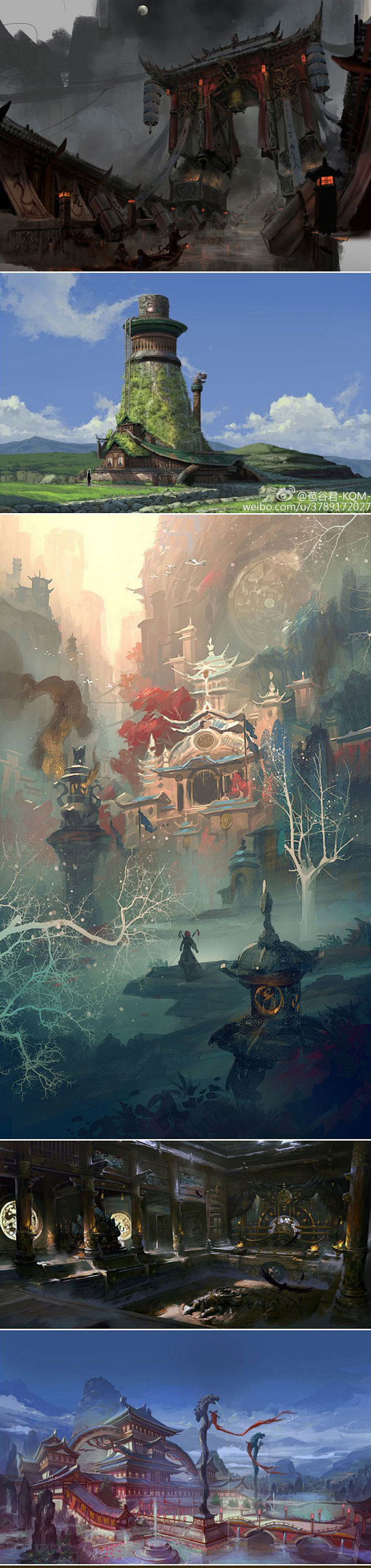 140中式中国风武侠仙侠场景建筑气氛原画概念设定图集资料素材包淘宝