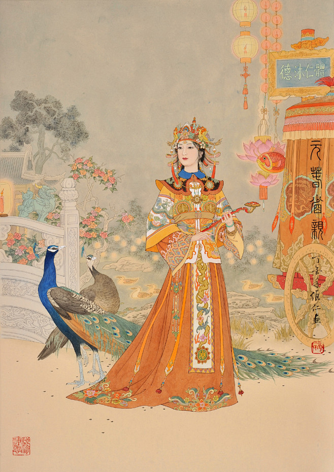 18:59:14元春省亲【工笔】仕女画雨落の花香同采自www