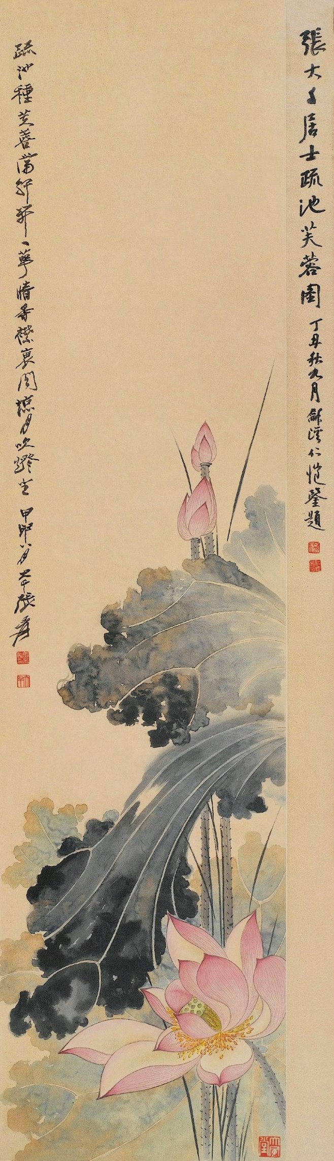 国画大师张大千荷花作品赏析