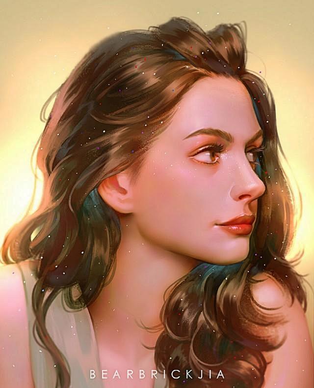 令人惊艳的写实风格插画时尚靓丽的美女这颜值实在无法抗拒