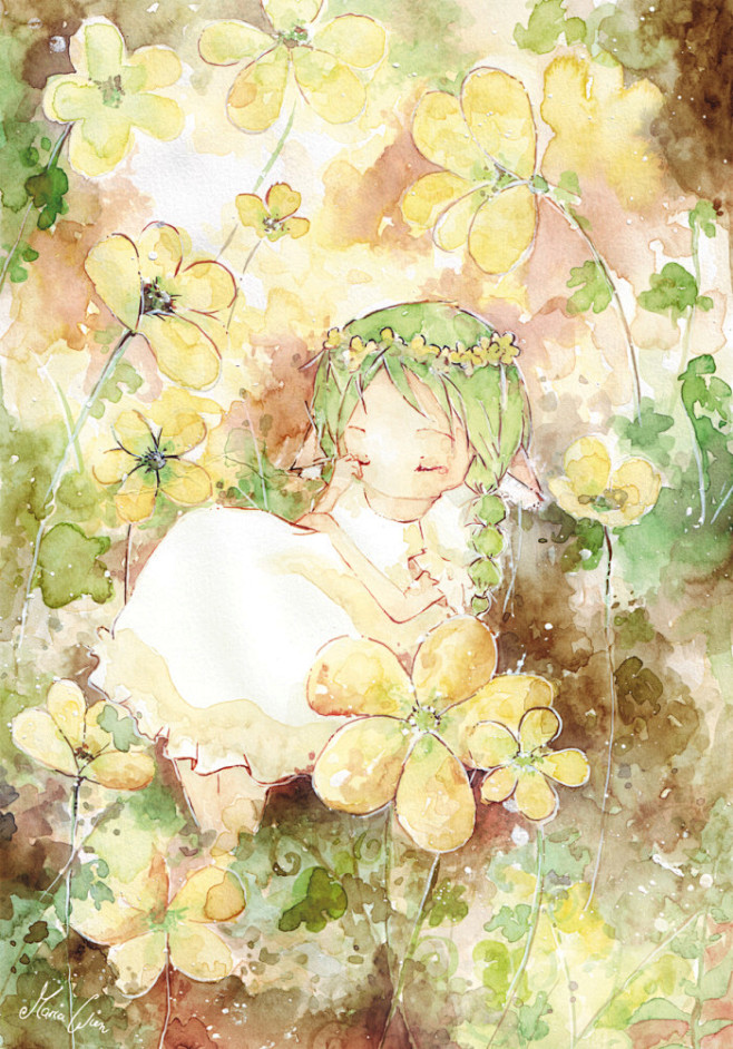 水粉森系少女-花瓣网|陪你做生活的设计师 | ,手绘_涂鸦王国插画