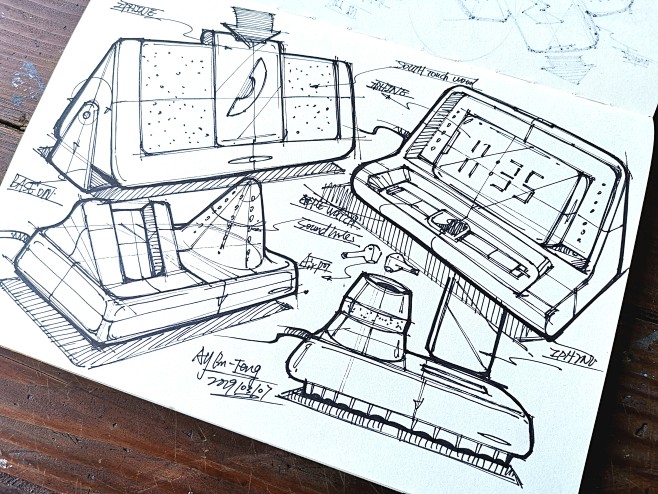 桌面蓝牙音箱设计草图产品设计手绘产品设计草图工业设计手绘工业设计