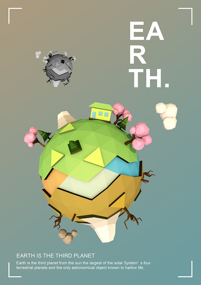 3d元素海报lowpoly星球
