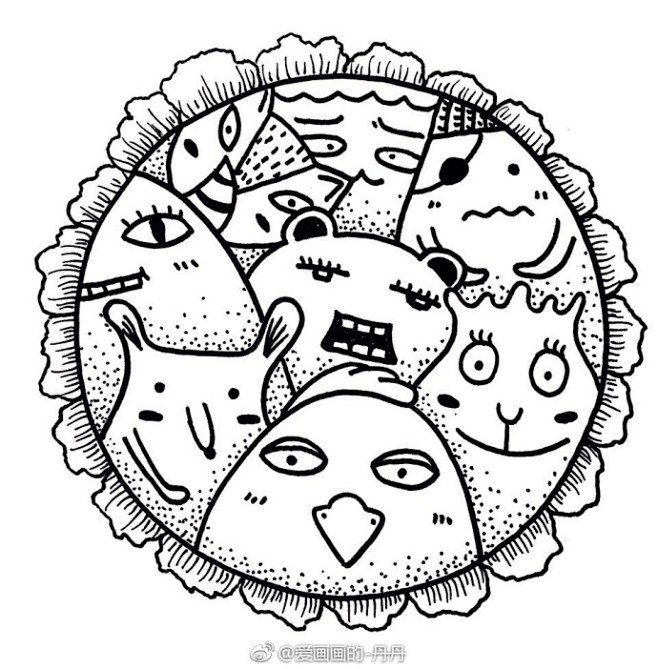 #丹丹的手绘##黑白画涂鸦##简笔画# 魔镜魔镜告诉我谁最美丽 ----《镜