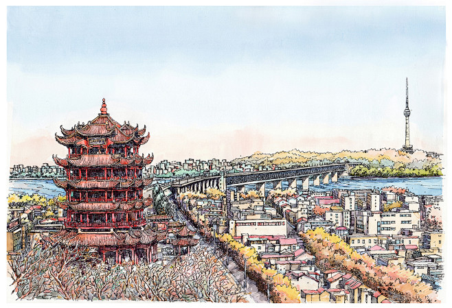 武汉·黄鹤楼 非许可商用必究,转载请注明出处海报·插画买辣条也要用