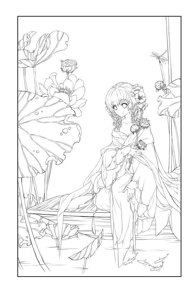 160张古风手绘线稿图片古风动漫插画线稿图片素材古风白描图wwwyouyix