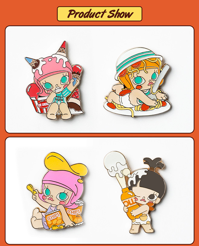 popmart泡泡玛特molly美食派对系列徽章盲盒一套女生圣诞礼物tmallcom