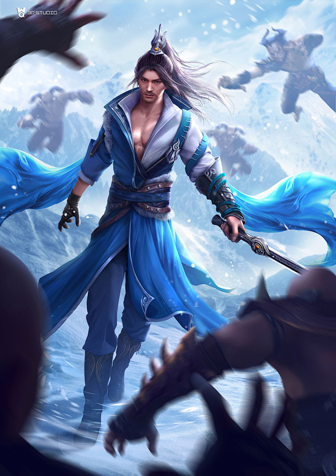 中国风角色原画仙侠原画男角色美宣插画宣传画高精度插画写实