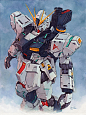 Nu Gundam Watercolor, Hector Trunnec : Nu Gundam (ver.Ka) Watercolor illustration. A3 size. 
Prnts: https://society6.com/product/nu-gundam-watercolor_print?sku=s6-4468630p4a1v45
