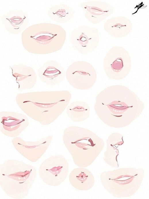 二次元嘴唇画法图片