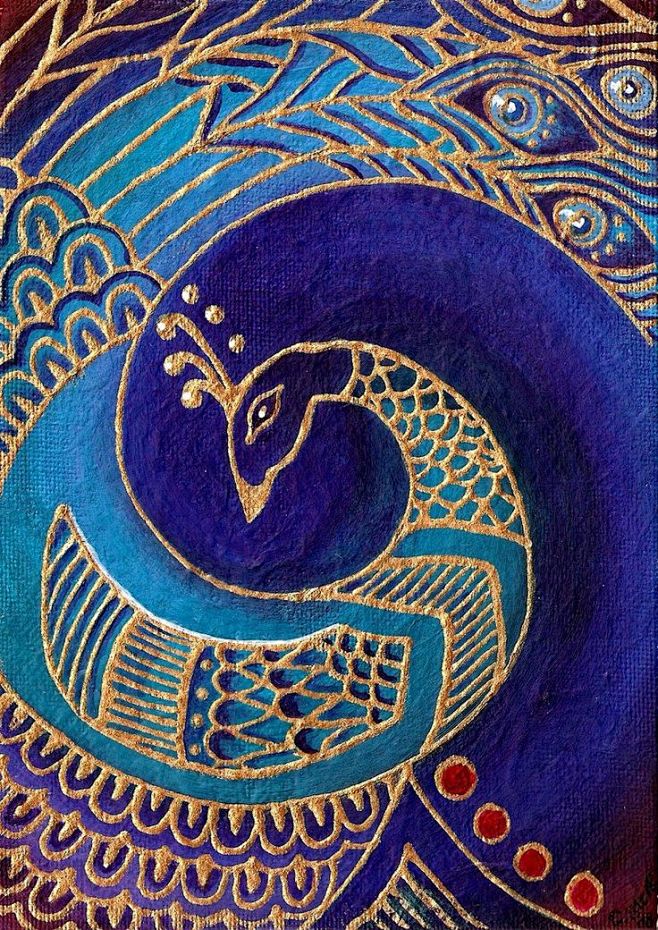 blue peacock painting by ~cha0scat http://cha0scat.deviantart.co