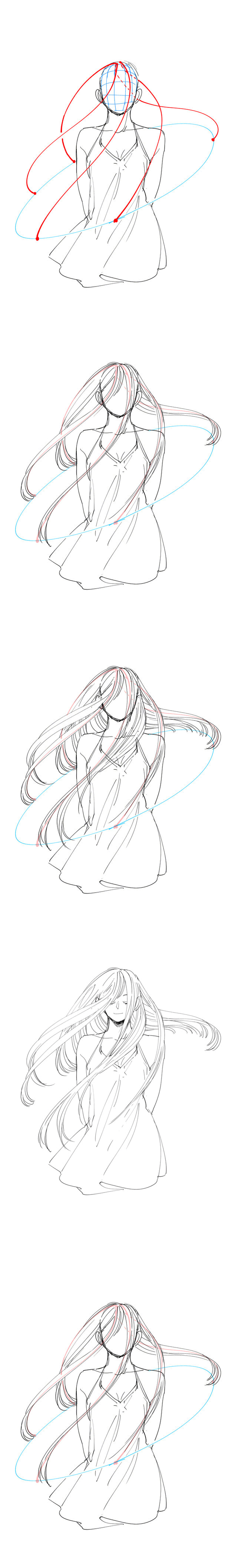 头发绘画教程开局画个圈飘逸秀发全都有这就是魔法