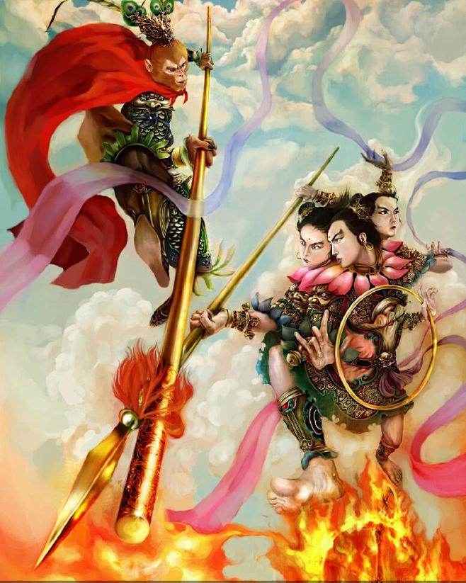 一头射击狮从胭芷转采于2017-09-13 09:42:21大战哪吒三太子丶孙悟空