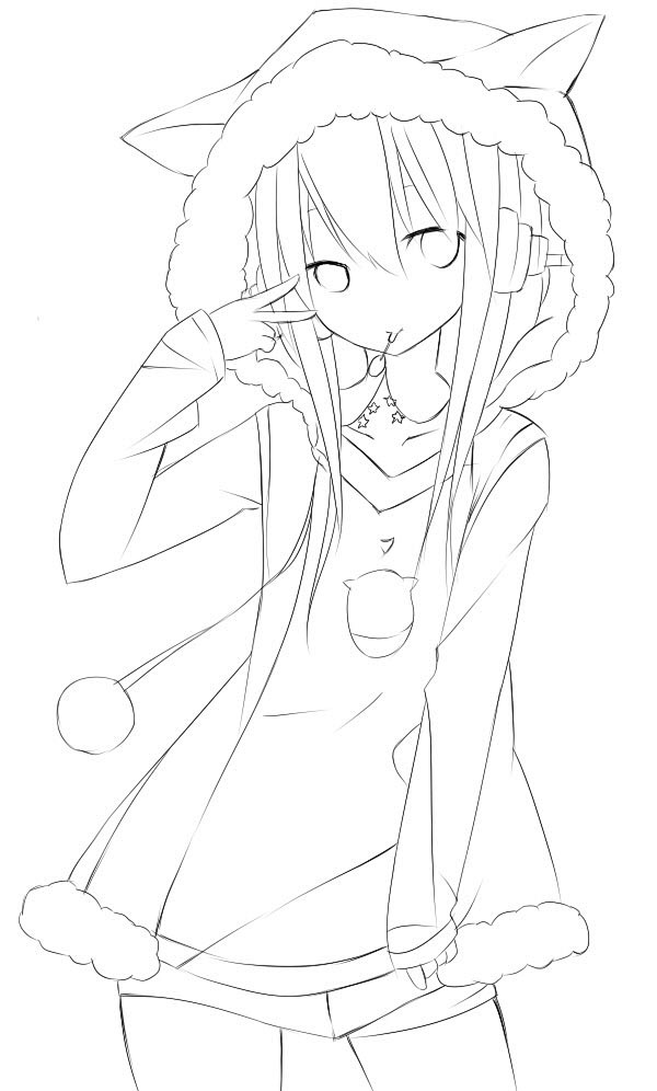 线条白描画-花瓣网|陪你做生活的设计师 | 卡通兔子线稿