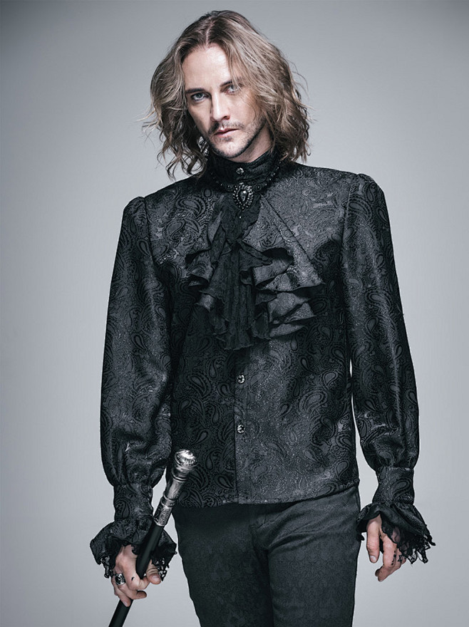 钢铁老爷个性复古风舞台演出哥特gothic衬衫配领花潮流