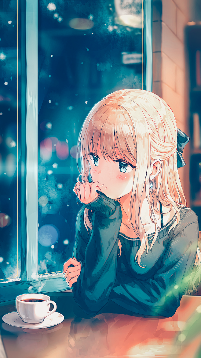 动漫1592x2830动漫女孩长发动漫杯子蓝眼睛金发