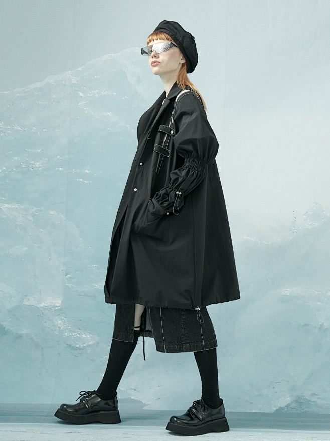 annomundi原创设计黑色风衣女中长款机能风秋季设计感女装外套淘宝网