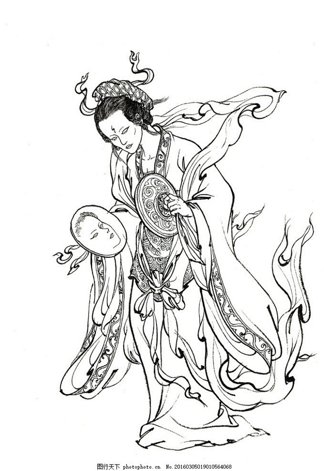 11西游记 电母 神仙 神话传说 白描人物 妖怪 西游记白描李云中国画