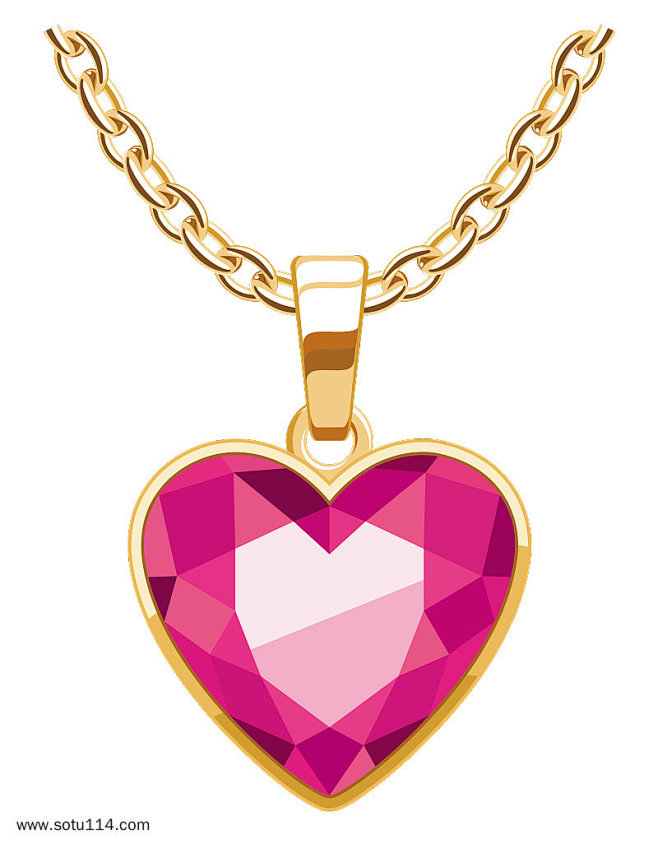 心形粉色钻石奢华钻石黄金项链吊坠