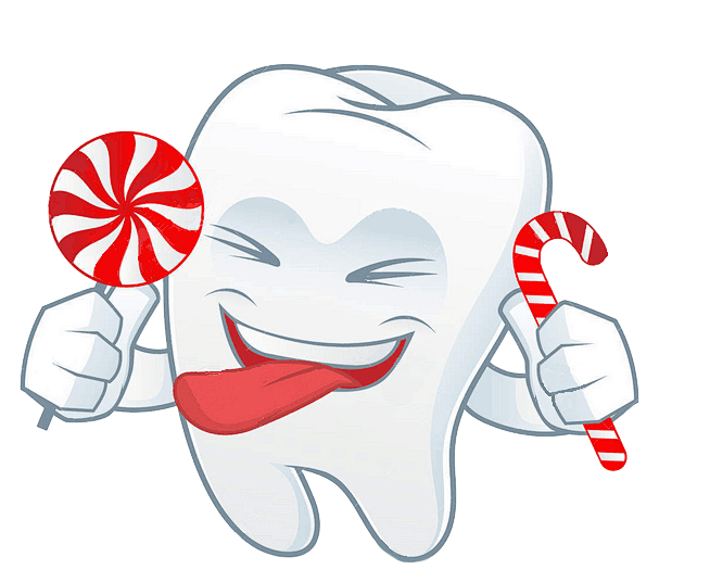 卡通吃糖果的牙齿