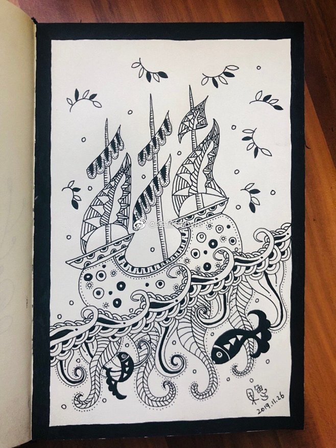 黑白装饰画线描