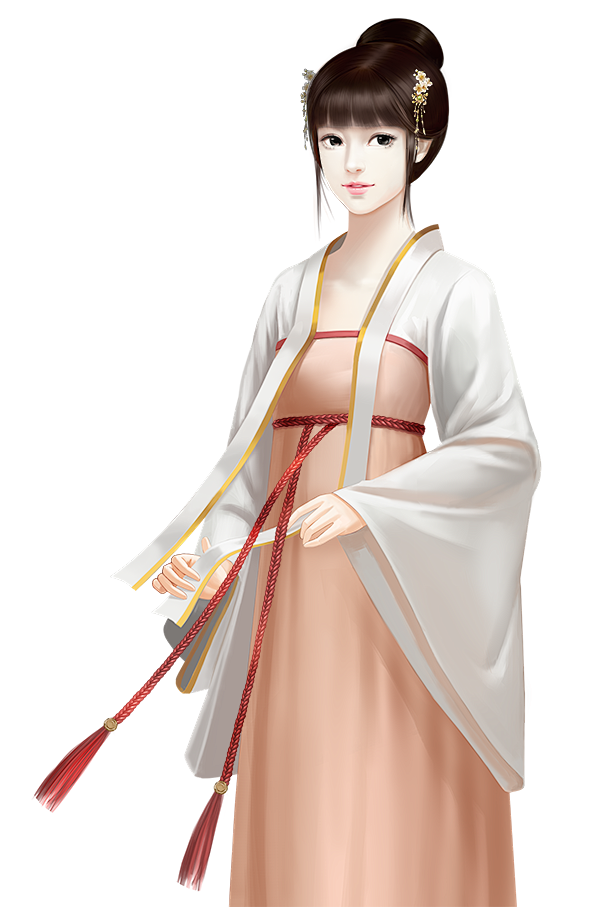 白衣橙裙女子古风1