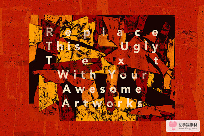 潮流做旧破旧纸张撕开手撕拼接海报效果图展示ps智能贴图样机素材淘宝