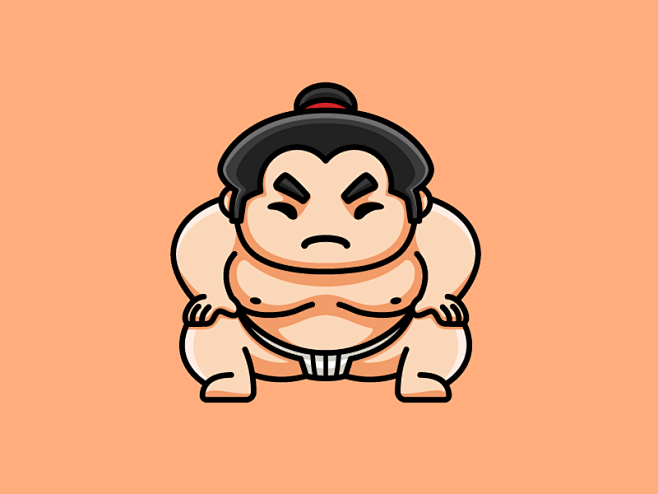日本相扑摔跤手卡通漫画符号图标几何几何字符吉祥物可爱有趣搞笑说明