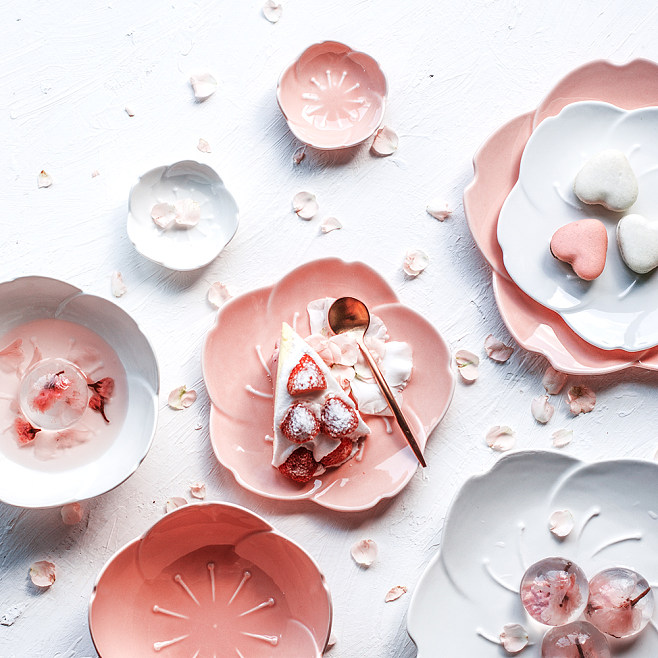 创意陶瓷樱花蛋糕盘子唯美日式下午茶点心盘...