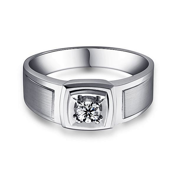 凌雅-18K白金\/PT950铂金钻石男戒@北坤人素