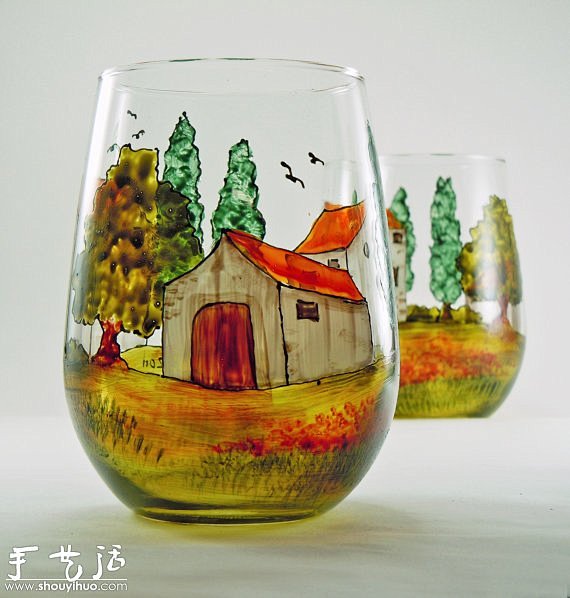 玻璃瓶彩绘装在瓶子里的普罗旺斯wwwshouyihuocom