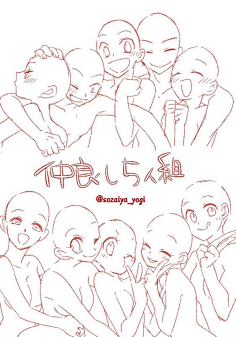 多人-花瓣网|陪你做生活的设计师 | 动漫q版人像姿势参考