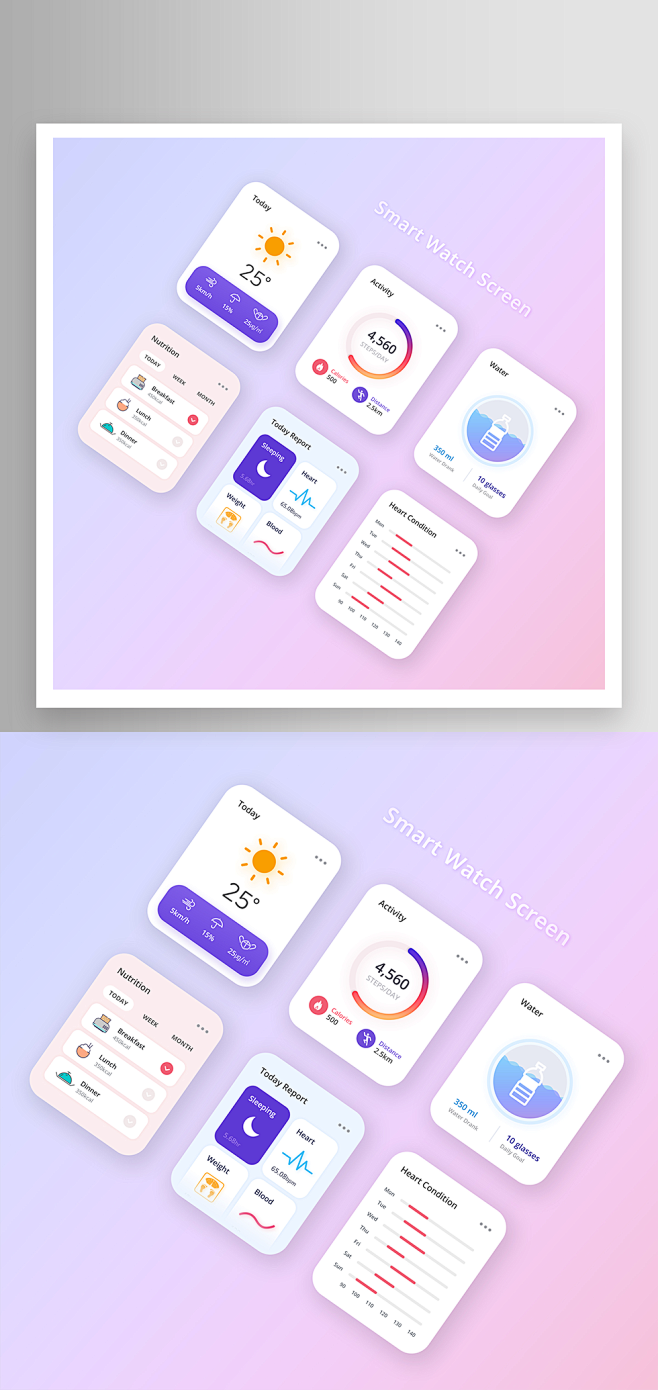 简约智能手表ui界面设计素材赞设计
