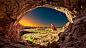 月亮 洞穴 拱形 岩石 自然风景4K壁纸 3840x2160