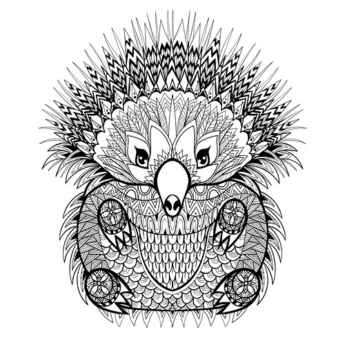 波西米亚风黑白抽象动物松鼠蜥蜴熊马绘画纹身刺绣图案矢量素材淘宝网