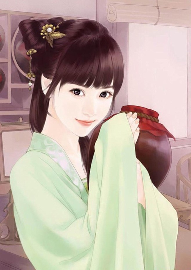 彩铅水彩插画艺术手绘卡通插画素材古典古代美女头像