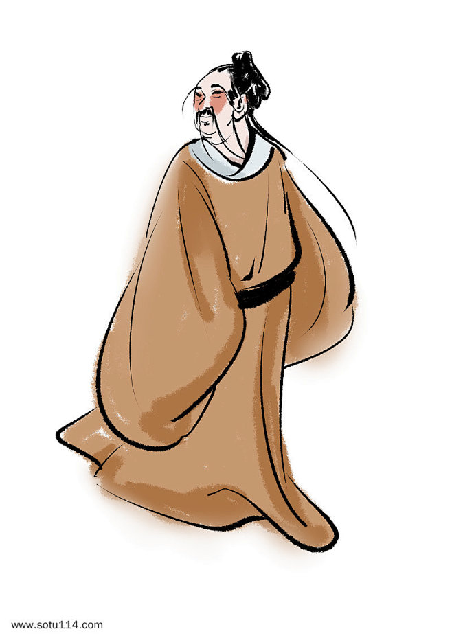 古代诗人插画图片