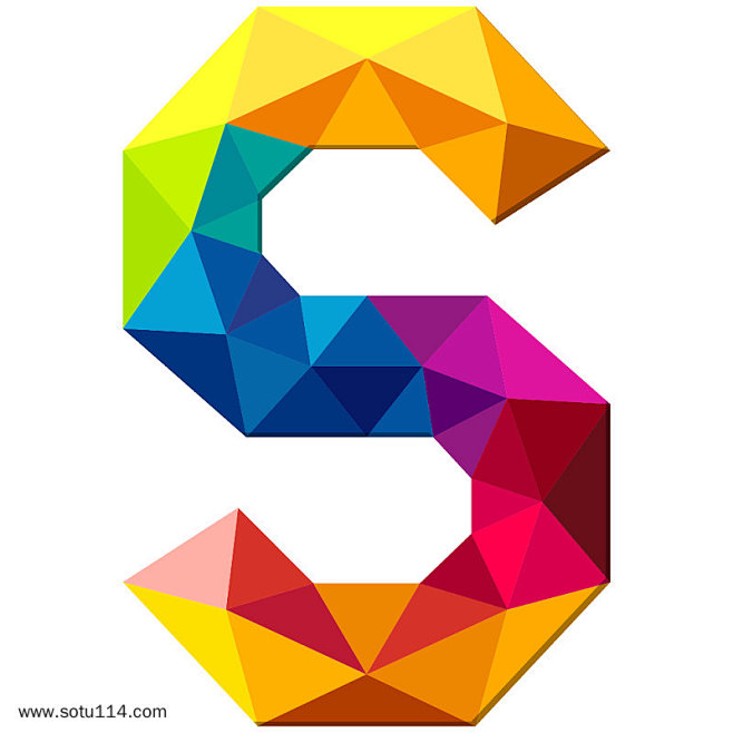 卡通炫彩几何拼接字母s图片png免抠元素字体元素背景装饰免扣图片设计